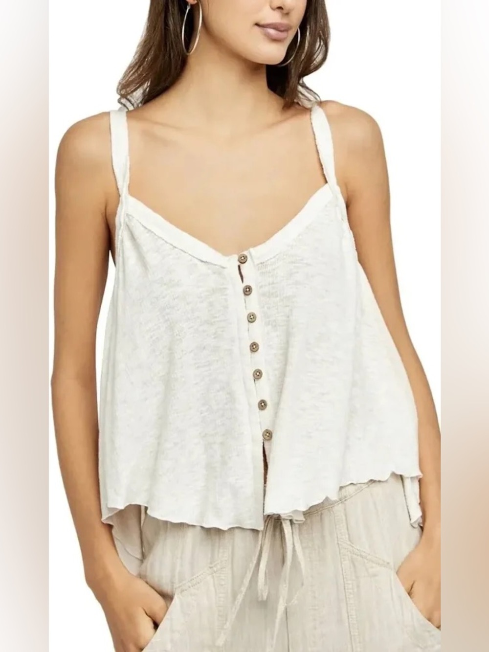 Free People Oversized Dream Weaver Sleeveless Button Front Tank Top